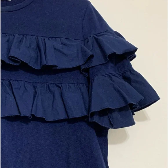 Tory Burch Lennox Ruffle Tee in Navy Blue size small - Picture 8 of 8